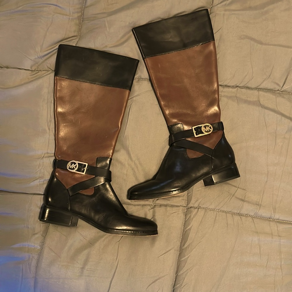 Michael Kors Leather Black & Brown Boots